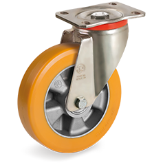 Tellure Rota 655318 — Ruote in poliuretano 'TR' ad alto spessore, nucleo in alluminio, supporto rotante piastra P — 655318 | Tellure Rota