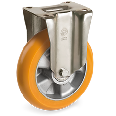 Tellure Rota 656013 — Ruote in poliuretano TR con profilo bombato ergonomico, nucleo in alluminio, supporto fisso pesante (P) — 656013 | Tellure Rota