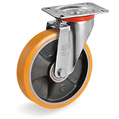 Tellure Rota 656205 — Ruote in poliuretano 'TR', nucleo in ghisa, supporto rotante piastra NL — 656205 | Tellure Rota