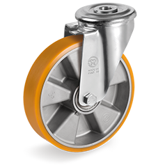 Tellure Rota 656401 — Ruote in poliuretano 'TR', nucleo in alluminio, supporto rotante foro passante NL — 656401 | Tellure Rota