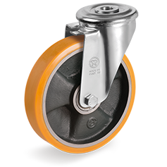 Tellure Rota 656426 — Ruote in poliuretano 'TR', nucleo in ghisa, supporto rotante foro passante NL — 656426 | Tellure Rota