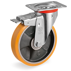 Tellure Rota 656526 — Ruote in poliuretano 'TR', nucleo in ghisa, supporto rotante piastra NL freno anteriore — 656526 | Tellure Rota