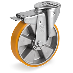 Tellure Rota 656803 — Ruote in poliuretano 'TR', nucleo in alluminio, supporto rotante foro passante NL freno anteriore — 656803 | Tellure Rota