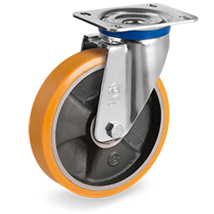 Tellure Rota 657206 — Ruote in poliuretano 'TR', nucleo in ghisa, supporto rotante piastra M — 657206 | Tellure Rota