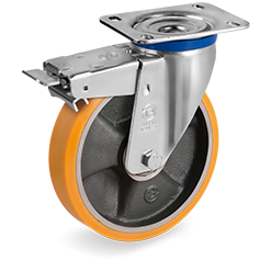 Tellure Rota 657326 — Ruote in poliuretano 'TR', nucleo in ghisa, supporto rotante piastra M freno anteriore — 657326 | Tellure Rota