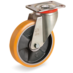 Tellure Rota 657408 — Ruote in poliuretano 'TR', nucleo in ghisa, supporto rotante piastra P — 657408 | Tellure Rota