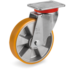 Tellure Rota 657802 — Ruote in poliuretano 'TR', nucleo in alluminio, supporto rotante piastra EP — 657802 | Tellure Rota