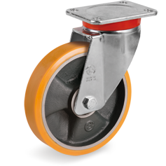 Tellure Rota 657805 — Ruote in poliuretano 'TR', nucleo in ghisa, supporto rotante piastra EP — 657805 | Tellure Rota
