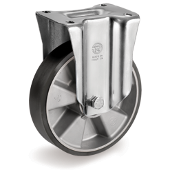 Tellure Rota 658106ESD — Ruote in poliuretano ESD 'TR', resistenza elettrica <10^9 Ohm, nucleo in alluminio, supporto fisso NL-M