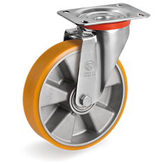 Tellure Rota 659514 — Ruote in poliuretano 'TR', nucleo in alluminio, supporto rotante piastra NL — 659514 | Tellure Rota