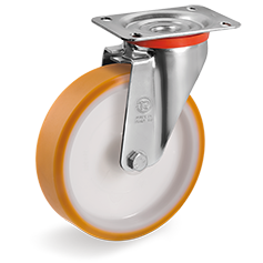 Tellure Rota 664206 — Ruote in poliuretano 'TR', nucleo in poliammide, supporto rotante piastra NL — 664206 | Tellure Rota