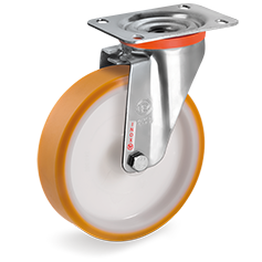 Tellure Rota 664603 — Ruote in poliuretano 'TR', nucleo in poliammide, supporto rotante piastra NLX — 664603 | Tellure Rota