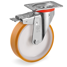 Tellure Rota 666625 — Ruote in poliuretano 'TR', nucleo in poliammide, supporto rotante piastra NL freno anteriore — 666625 | Tellure Rota