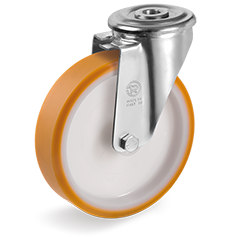 Tellure Rota 667701 — Ruote in poliuretano 'TR', nucleo in poliammide, supporto rotante foro passante NL — 667701 | Tellure Rota