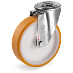 Tellure Rota 667906 — Ruote in poliuretano 'TR', nucleo in poliammide, supporto rotante foro passante NLX — 667906 | Tellure Rota