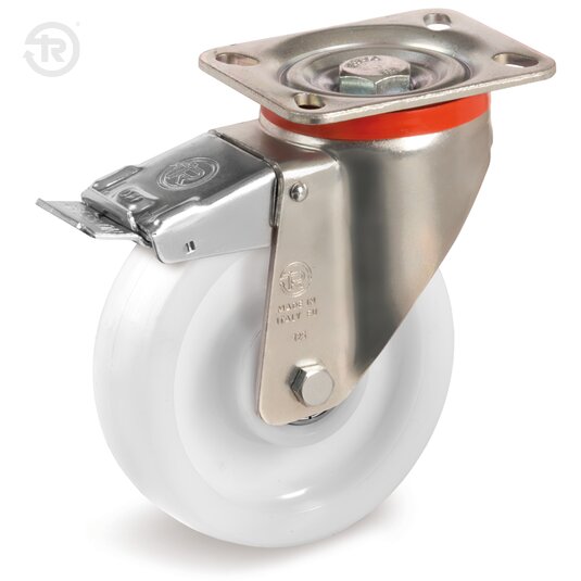 Tellure Rota 686912 — Ruote monolitiche per alto carico in poliammide 6, supporto rotante piastra P freno anteriore — 686912 | Tellure Rota
