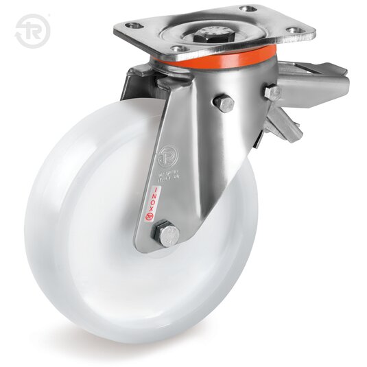 Tellure Rota 687224 — Ruote monolitiche per alto carico in poliammide 6, supporto rotante piastra PX con freno registrabile — 687224 | Tellure Rota