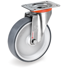 Tellure Rota 714411 — Ruote in gomma termoplastica, nucleo in polipropilene, supporti rotanti piastra tipo NLX — 714411 | Tellure Rota