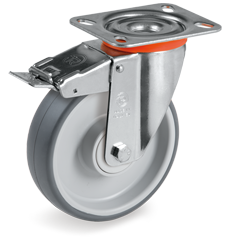 Tellure Rota 714902 — Thermoplastic rubber wheels, polypropylene centre, swivel top plate bracket type NL with front lock — 714902 | Tellure Rota