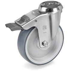 Tellure Rota 716202 — Thermoplastic rubber wheels, polypropylene centre, swivel bracket with bolt hole type SL with front lock — 716202 | Tellure Rota