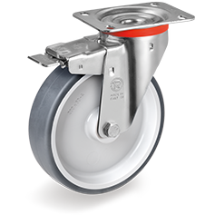 Tellure Rota 716604 — Thermoplastic rubber wheels, polypropylene centre, swivel top plate bracket type NL with front lock — 716604 | Tellure Rota
