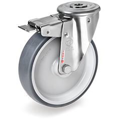 Tellure Rota 718823 — Thermoplastic rubber wheels, polypropylene centre, swivel bracket with bolt hole type NLX with front lock — 718823 | Tellure Rota