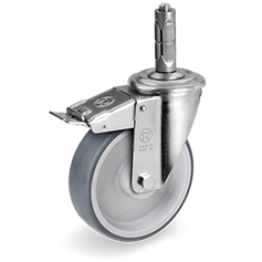 Tellure Rota 719301 — Ruote in gomma termoplastica, nucleo in polipropilene, supporto rotante NL con codolo ad espansione in lega Zama e freno