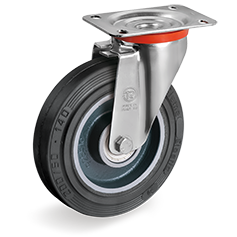 Tellure Rota 724313 — Sigma Elastic rubber wheels, cast iron centre, swivel top plate bracket type NL — 724313 | Tellure Rota