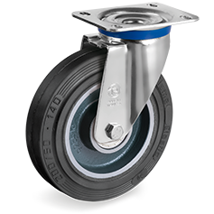 Tellure Rota 724504 — Ruote in gomma 'Sigma Elastic', nucleo in ghisa meccanica, supporto rotante piastra M — 724504 | Tellure Rota