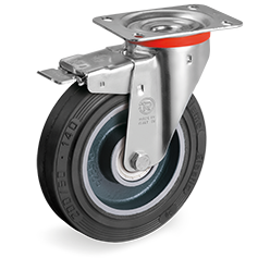 Tellure Rota 727113 — Ruote in gomma 'Sigma Elastic', nucleo in ghisa meccanica, supporto rotante piastra NL freno anteriore — 727113 | Tellure Rota