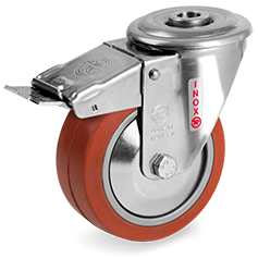 Tellure Rota 727462PF — Roues en caoucthouc siliconique pour hautes temperatures, monture pivotante à trou passant NLX, frein antérieur — 727462PF | Tellure Rota