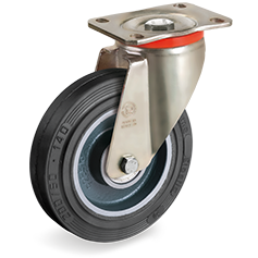 Tellure Rota 727513 — Ruote in gomma 'Sigma Elastic', nucleo in ghisa meccanica, supporto rotante piastra P — 727513 | Tellure Rota