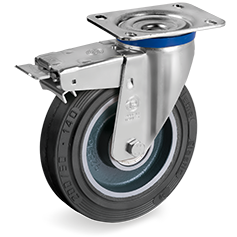 Tellure Rota 727724 — Ruote in gomma 'Sigma Elastic', nucleo in ghisa meccanica, supporto rotante piastra M freno anteriore — 727724 | Tellure Rota