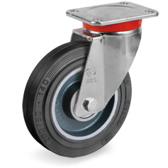 Tellure Rota 727806 — Roues en caoutchouc «Sigma Elastic», corps en fonte, monture pivotante à platine EP — 727806 | Tellure Rota