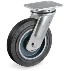 Tellure Rota 729303 — Roues en caoutchouc Sigma Elastic, corps en fonte macanique, monture pivotante à platine EE MHD — 729303 | Tellure Rota