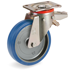 Tellure Rota 736206 — Vollgummi-Räder Sigma Elastic, Kern aus Polyamid 6, Lenkrolle mit Platte P, mit einstellbarer Bremse — 736206 | Tellure Rota