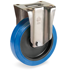 Tellure Rota 736703AE — Ruote in gomma elastica blu antitraccia, nucleo in poliammide 6, supporto fisso P — 736703AE | Tellure Rota