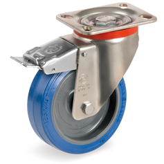 Tellure Rota 736803 — Vollgummi-Räder 'Sigma Elastic', Kern aus Polyamid 6, Lenkrolle mit Platte P, Vorderbremse — 736803 | Tellure Rota