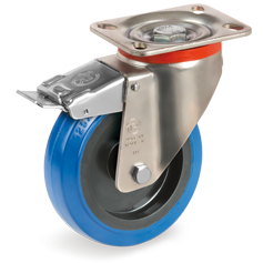 Tellure Rota 736803AE — Roues en caoutchouc élastique non tachant, corps en polyamide 6, monture pivotante à platine P frein antérieur — 736803AE | Tellure Rota