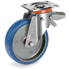 Tellure Rota 737204 — Sigma Elastic rubber wheels, polyamide 6 centre, swivel top plate bracket type PX with adjustable brake — 737204 | Tellure Rota