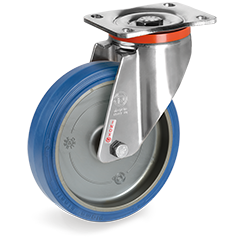 Tellure Rota 737305 — Ruote in gomma 'Sigma Elastic', nucleo in poliammide 6, supporto rotante piastra PX — 737305 | Tellure Rota