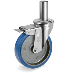 Tellure Rota 738804 — Ruedas de goma 'Sigma Elastic', soporte giratorio espiga NL, freno delantero — 738804 | Tellure Rota