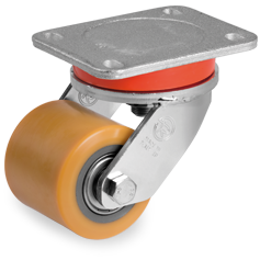 Tellure Rota 758311 — Galets transpalettes en polyurethane TR, corps en acier, monture pivotante à platine EE MHD — 758311 | Tellure Rota